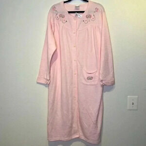 Lati Fashions NWT XL fleece house long robe duster in soft pink